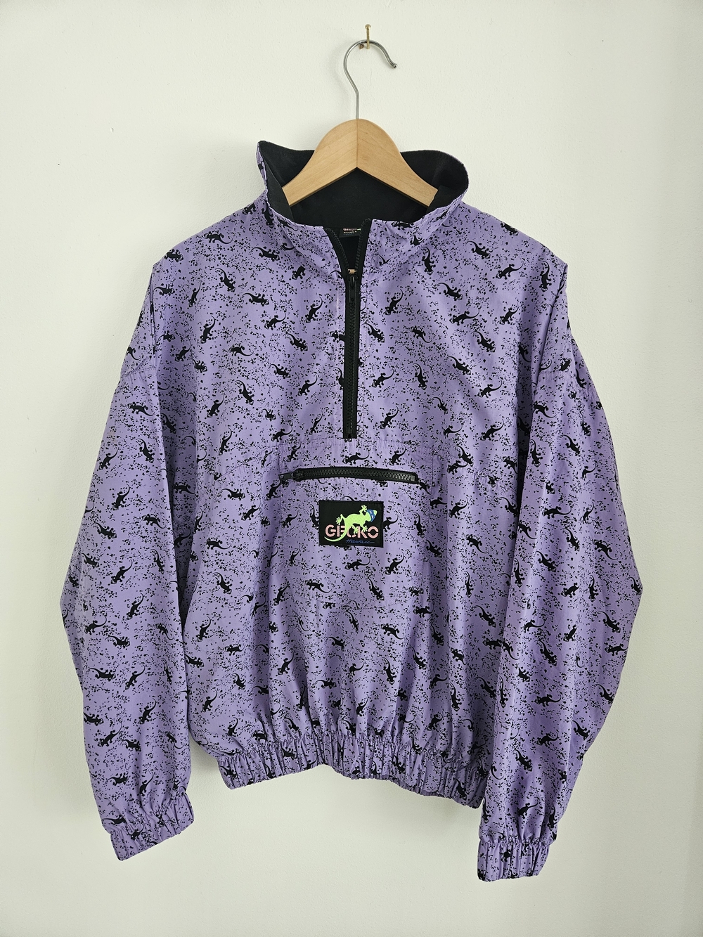 Gecko Hawaii Windbreaker Jacket Mens Small Half-Zip Pullover All Over Print
